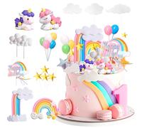 Unicorn Cake Decoration, 23pcs Unicorn Cake Topper Set - Unicorn Rainbow Cake Decorations & Unicorn Cloud Balloon Star etc Unicorn Party Cake Topper for Unicorn Birthday