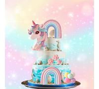 Unicorn Cake Topper - Magical Rainbow Cake Decorations for Unicorn Themed Parties, Birthday Cakes & Special Occasions
