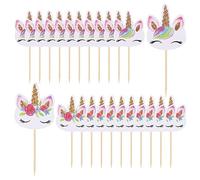 Unicorn Cake Toppers,24 pcs Unicorn Cupcake Toppers Cake Decorations Double Side Birthday Cupcake Topper,for Girls Kids Women Baby Shower Unicorn Themed Party Supplies