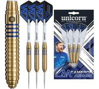 Unicorn | Cameron Menzies Pro Player | Brass Barrel Steel Tip Darts Set | Durable Stunning Ultrafly Flights | Silver Points | 21 g