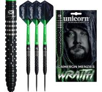 Unicorn Steel Tip Darts Set | Cameron 'Cammy' Menzies | Wraith | 90% Tungsten Barrels | Durable Stunning Ultrafly Flights | Noir Black Volute Points | 25 g