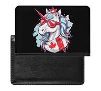 Unicorn Canada Day Canadian Flag Passport Holder Cover PU Leather Passport Wallet Organizer Protector Slim Travel Accessories
