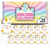 Unicorn Candy Lollipops (12 pieces) Individually Wrapped Suckers, Great for Unicorn Birthday, Party Favors, Candy Buffet, Pinata, Goodie Bags