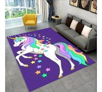 Unicorn Carpet Girls Bedroom 3D Rainbow Horse Print Kids' Room Rug Soft Flannel Floor Mat Non-slip and Washable Suitable for Children's Rooms and Girls' Rooms Decoration (Colour 6,120x180cm)