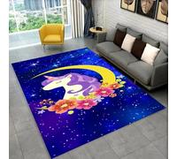 Unicorn Carpet Girls Bedroom 3D Rainbow Horse Print Kids' Room Rug Soft Flannel Floor Mat Non-slip and Washable Suitable for Children's Rooms and Girls' Rooms Decoration (Colour 3,100x200cm)