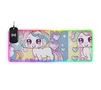 Unicorn Cartoon Wirel Charging Glowing Big Mouse pad Anti Slip for Desk 35.4 x 15.7 in Mouse mat