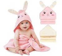 Unicorn Castle Baby Hooded Towel 2 Pack, Absorbent 100% Muslin Baby Bath Towel for Newborns, Soft, 76x76CM,Pink