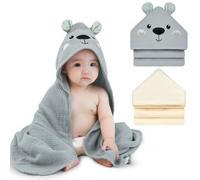 Unicorn Castle Baby Hooded Towel 2 Pack, Absorbent 100% Muslin Baby Bath Towel for Newborns, Soft, 76x76CM,76x76cm,Gray