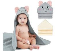 Unicorn Castle Baby Hooded Towel 2 Pack, Absorbent 100% Muslin Baby Bath Towel for Newborns, Soft, 76x76CM,Gray Beige
