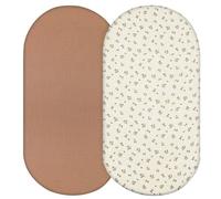 Unicorn Castle Basket Fitted Sheets,2 Pack Muslin Bassinet Sheets for Boys and Girls,Baby Crib Fitted Sheets Fit for Oval Rectangle Matress,85×43 cm,Dark Brown Yellow