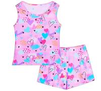 Unicorn Castle Girls Pyjamas Soft Short Sleeve Kids Sleepwear 2 Pcs Shirt and Shorts Casual Girls' Nightwear Pjs Set Ages 10-11,Pink
