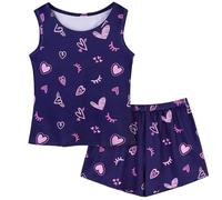 Unicorn Castle Girls Pyjamas Soft Short Sleeve Kids Sleepwear 2 Pcs Shirt and Shorts Casual Girls' Nightwear Pjs Set Ages 12-13,Blue