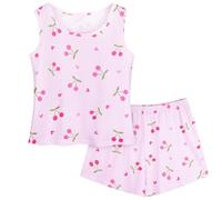 Unicorn Castle Girls Pyjamas Soft Short Sleeve Kids Sleepwear 2 Pcs Shirt and Shorts Casual Girls' Nightwear Pjs Set Ages 8-9,Light Pink
