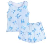 Unicorn Castle Girls Pyjamas Soft Short Sleeve Kids Sleepwear 2 Pcs Shirt and Shorts Casual Girls' Nightwear Pjs Set Ages 12-13,Light Blue