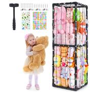 Unicorn Castle Stuffed Animal Storage Zoo Cage Extra Large Soft Toy Storage Bin Display for Nursery Playroom Bedroom Kid Room Furniture,148x41x41cm,Black