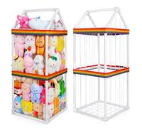Unicorn Castle Stuffed Animals Storage Large Soft Toy Storage Cuddly Toy Storage with Elastic Band for Nursery Playroom Bedroom,108x45.5x45.5CM,White