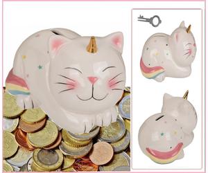 Unicorn Cat Ceramic Piggy Bank White Color Approximately 17X12Cm