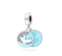 Unicorn Cat Sunflower Koala Dolphin Rainbow Angel Birthday Charm Bead Pendant 925 Sterling Silver Compatible With Pandora Charm Moments Bracelet (Blue Whale Fin Flipper Dolphin Sea Ocean Fish)