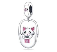 Unicorn Cat Sunflower Koala Dolphin Rainbow Angel Birthday Charm Bead Pendant 925 Sterling Silver Compatible With Pandora Charm Moments Bracelet (Kitten Cat In A Bag Pet Carrier Paw)