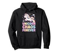 Unicorn Chaos Forever Pastel Rainbow Unicorn Pullover Hoodie