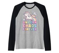 Unicorn Chaos Forever Pastel Rainbow Unicorn Raglan Baseball Tee