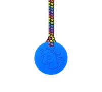 Unicorn Chew Necklace with Lanyard - Blue - Sensory Chew for Kids with Autism, Anxiety & ADHD -Sensory Oojamabobs (6 Lanyard Designs Available) (Rainbow Hearts, 70cm Lanyard)
