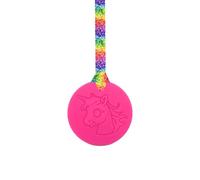 Unicorn Chew Necklace with Lanyard - Magenta - Sensory Chew for Kids with Autism, Anxiety & ADHD -Sensory Oojamabobs (6 Lanyard Designs Available) (Rainbow Leaves, 54cm Lanyard)