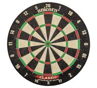 Unicorn Classic Bristle Dartboard - Official Size for Tournaments - Reduced Bounce Outs with Rounded Wire Dividers - Made with Standard Quality Sisal - Staple-Free Bullseye