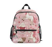 Unicorn Coffee Cup Chocolate Poinsettia Pattern Toddler Backpack, Boy Backpack Preschool Bag Kindergarten Schoolbag Nursery Travel Bag for Girl