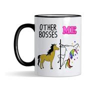 Unicorn Coffee Mug - Other Bosses Vs Me 11 oz Coloured Rim and Handle Ceramic Coffee Mug - Humour Mug Managers from Employee, Co-worker - Christmas, Birthday Cup for Boss Lady (Black Rim)