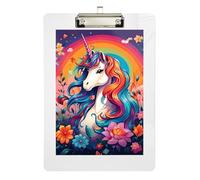 Unicorn Colored Rainbow Acrylic Clipboard Portable Clipboards A4 Standard Size Clip Boards with Low Profile Metal Clip for Classrooms, Restaurants, School 12.5 x 9 Inches