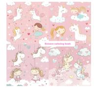 Unicorn coloring book: little girls playing in a room. The design is suitable for children's furniture and wallpaper, featuring cute cartoon drawings ... detailed, colorful cheerful aesthetic.