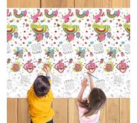 Unicorn Coloring Poster,Coloring Tablecloth for Kids Birthday Crafts Gift Doodle Art,Rectangle Coloring Paper Table Cover Graffiti Style Table Runner for Kids Birthday Party Favors Supplies Craf
