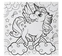 Unicorn Colour Your Own Pre-Drawn Stretched Kids Children Canvas to Paint 25cm x 25cm (10” x 10”) (Unicorn)