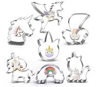 Unicorn Cookie Cutter Set-3.5"3"-7 Piece-5 Unicorn Face&Head, Rainbow, Shooting Star, Fantasy Unicorn Fondant Molds for Kids Holiday Wedding Birthday Party Supplies Favors.