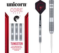 (20G, Silver) Unicorn Core Plus Dart Set Tungsten Style 3 Steel Tip Gripper 3 Shafts 22/24/26g