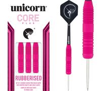 Unicorn Steel Tip Darts Set | Core Plus | Smooth Comfortable Rubberised Brass Barrels | Pink | 22 g
