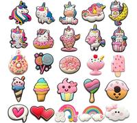 Unicorn Croc Charms for Girls, 25 PCS Cute Shoe Decoration Pins for Clog, Kawaii Accessories for Kids Party Favor Gifts