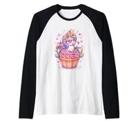 Unicorn Cupcake Magical Rainbow Sprinkles Heart Sunglasses Raglan Baseball Tee