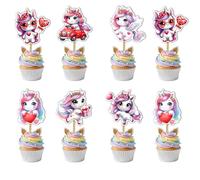 Unicorn Cupcake Topper Decoration (24 Pcs) - Magical Unicorn Birthday Party Supplies for Baby Shower - Glitter Cupcake Picks for Unicorn Theme Cake, Party, and Celebration Decorations