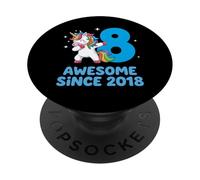 Unicorn Dab 8th Birthday Awesome Since 2018 PopSockets Adhesive PopGrip