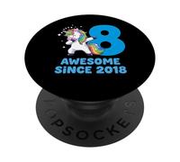 Unicorn Dab 8th Birthday Awesome Since 2018 PopSockets Adhesive PopGrip