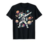 Unicorn Dabbing Astronomer Planets Universe Outer Space T-Shirt, Men, Black, 3X-Large