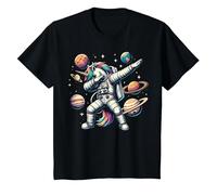 Unicorn Dabbing Astronomer Planets Universe Outer Space T-Shirt, Youth, Black, 4T