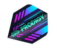 Unicorn Dart Flights Ultrafly | Prodigy | Striking Black Teal Mauve & Blue Design with Model Name Logo | Standard Plus Shape | Durable 100 Micron Polyester PET | Set of 3