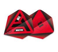 Unicorn Dart Flights Ultrafly | Tim Wolters | Dramatic Black & Red Design with Player Name & U Logo | Big Wing Shape | Durable 100 Micron Polyester PET | Set of 3