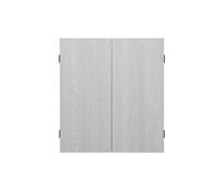 Unicorn Dartboard Cabinet | Maestro | Compact Square Case | Wipe-Clean Scoring Blackboard | Grey Veneer Woodgrain Effect