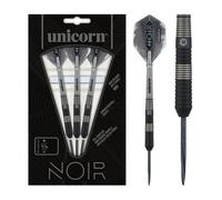 Unicorn Steel Tip Darts Set | Noir Style 3 | 90% Tungsten Barrels with Black Titanium Coating & Black Volute Points | 24 g