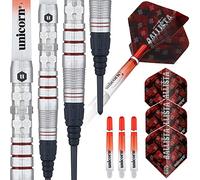 Unicorn Darts Set | Ballista Style 3 | 70% Natural Tungsten Barrels with Red Accents | Epic Soft Tips | 18 g