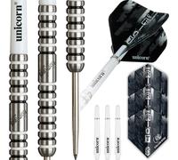 Unicorn Darts Set | Callan 'The Riot' Rydz Phase 2 | 90% Natural Tungsten Parallel Barrels with Newcastle Black & White Ring Grip | Durable Stunning Ultrafly Flights | Steel Tip Volute Points | 24 g